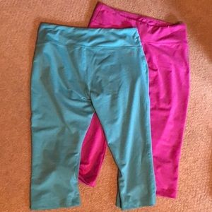 Bright Blue and Fuscia Reebok PLAYDRY Capri